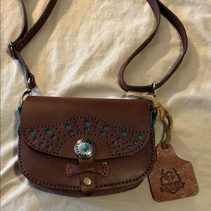 Custom Brown Leather Crossbody Bag